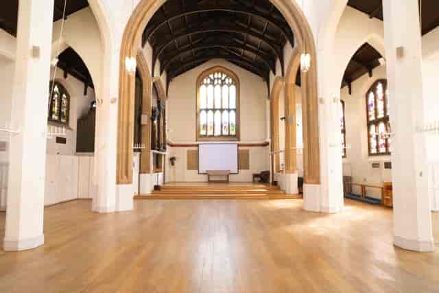 St. Paul's Cambridge Lower Hall: High-ceilinged heritage venue for conferences and events.
