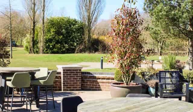 Garden Suite outdoor space at Cambridge Country Club for networking events and corporate meetings.