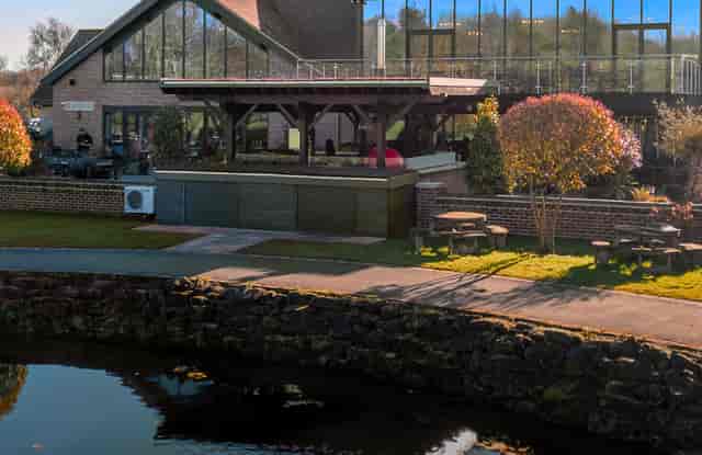 Waterside terrace at Cambridge Country Club, ideal for corporate retreats and networking events.