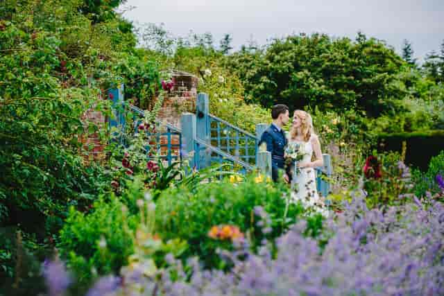 Lush garden at Childerley Hall, an elegant outdoor wedding venue and event space.