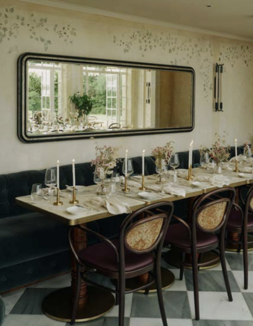 Elegant dining table in The Orangery for intimate gatherings and corporate dinners.