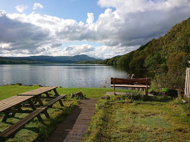 Rustic Venachar Lochside venue for team-building retreats and corporate off-site events.