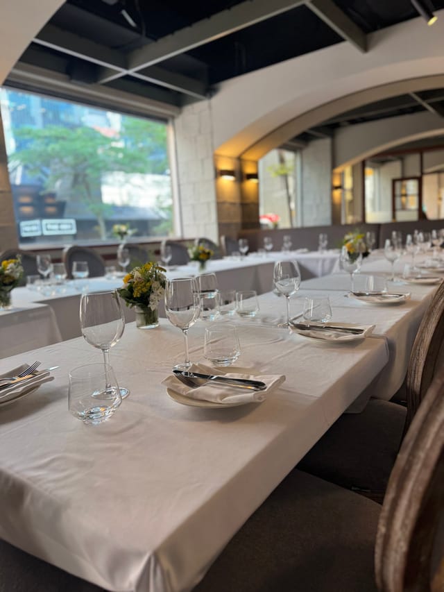 Elegant dining setup at Elysium, Volos Greek Cuisine for upscale events and gatherings.