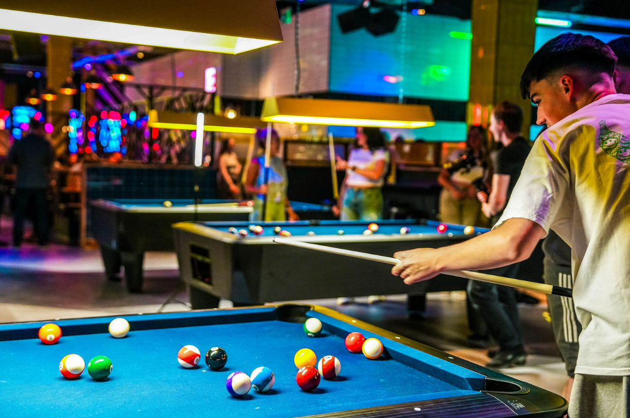 Vibrant pool area at The Break Zone, perfect for networking and team-building in Glasgow.