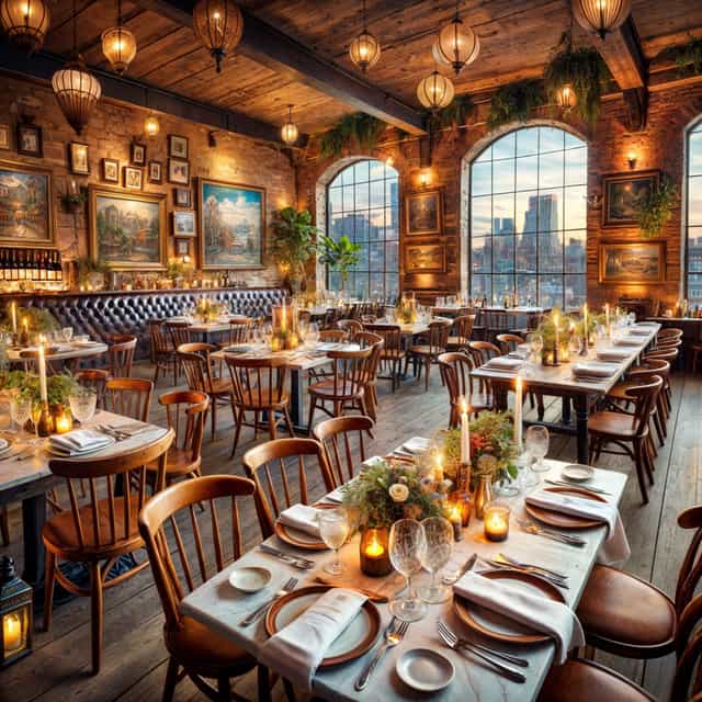 Industrial chic event venue in La Doc with skyline views for corporate dinners and boutique events.