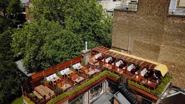 Urban rooftop venue in Hackney for intimate networking events.