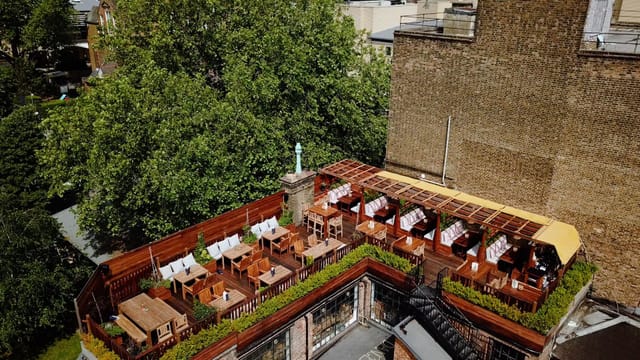 Urban rooftop venue in Hackney for intimate networking events.