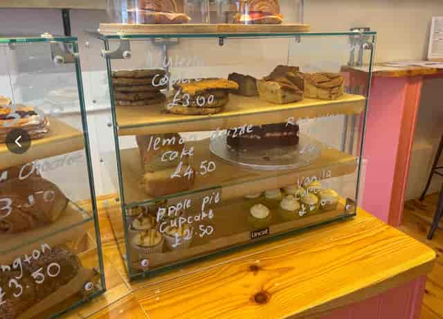 Dessert display case in Jesse's kitchen for event catering and meetings.