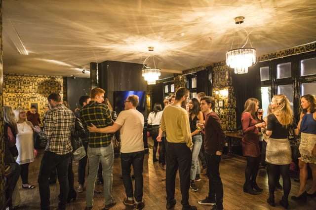 Gold Room at The Leyton Star: lounge-style networking mixer for corporate events.
