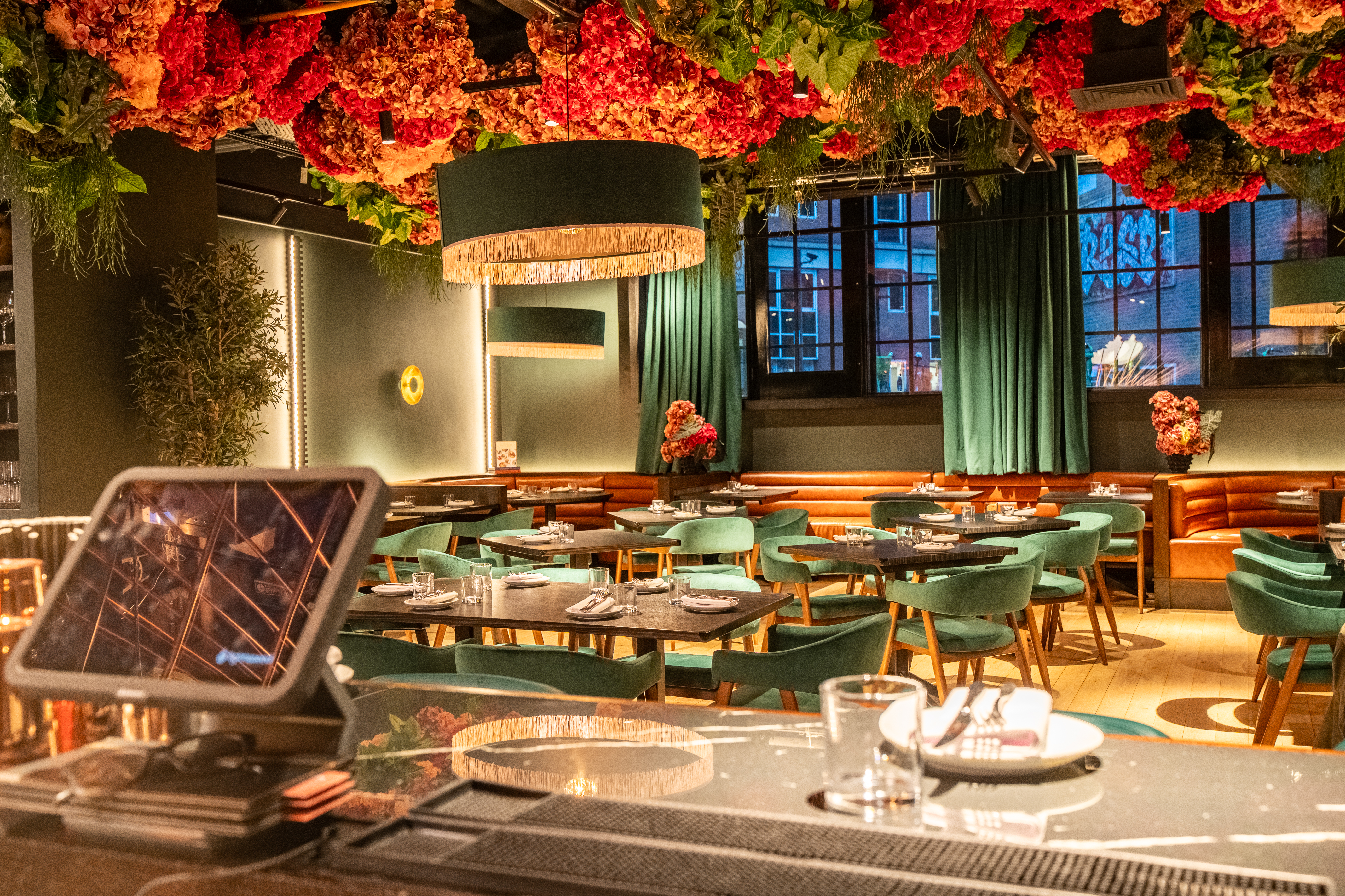 Stylish event venue at 45 Curtain Road, London with elegant decor for corporate gatherings. - Banner