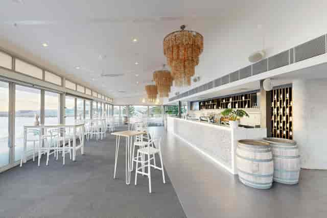 Upstairs function room at Bathers Beach House with coastal views for networking and cocktail events.