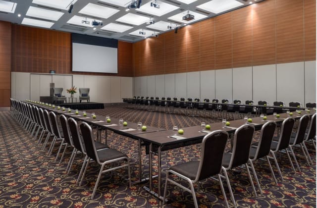 Southern Cross Gala Ballroom U-shape setup for corporate conferences and training events.