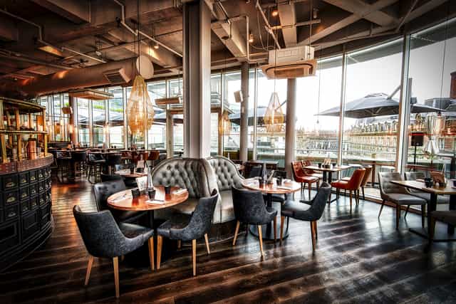 Leeds bar event, industrial chic, modern seating