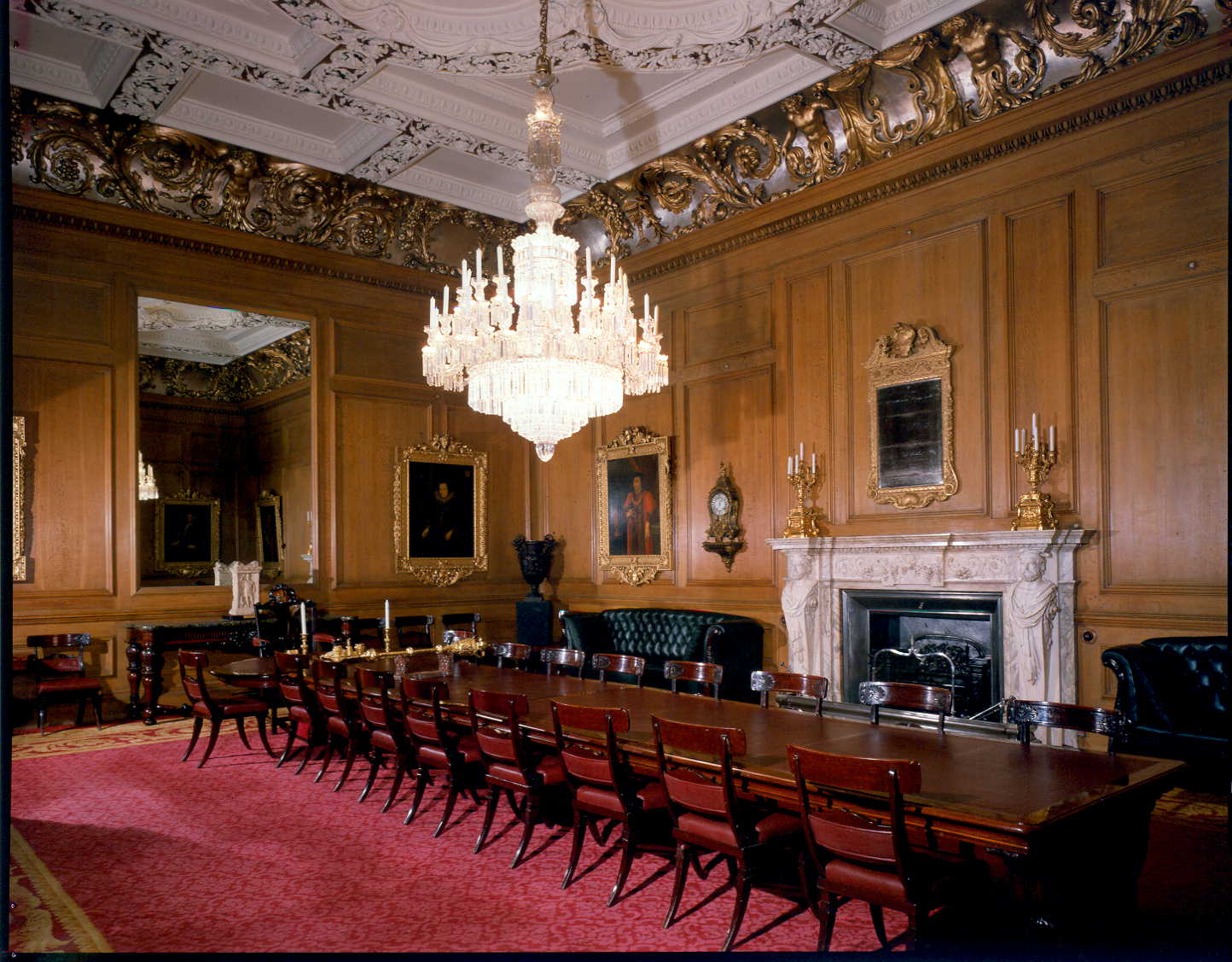 Goldsmiths' Hall court room, wood paneling, corporate event, awards ceremony