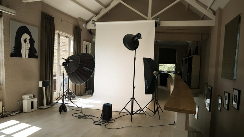 Well-equipped event venue with professional lighting for meetings and presentations.