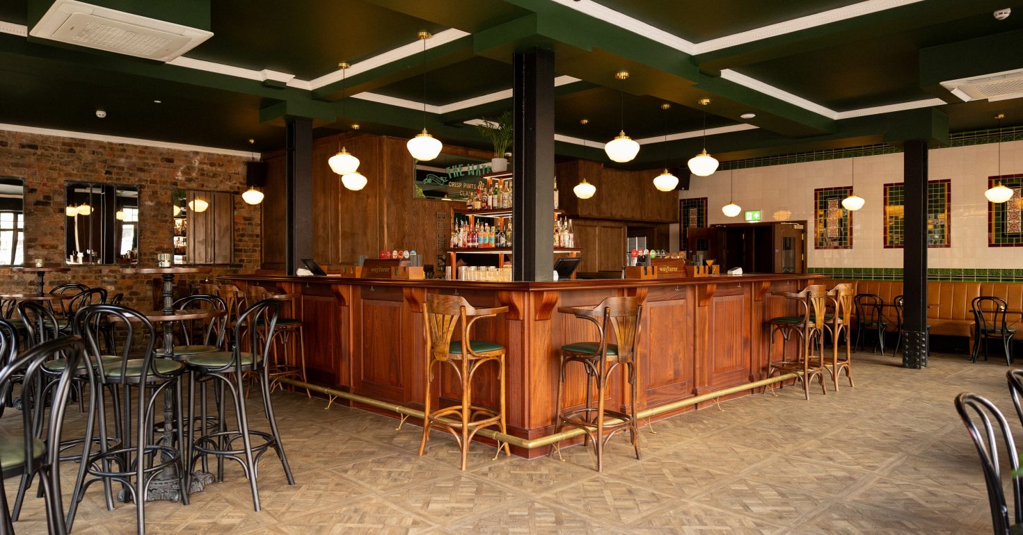 Downstairs Function Room at The Wayfarer, stylish bar for networking events and cocktail receptions.