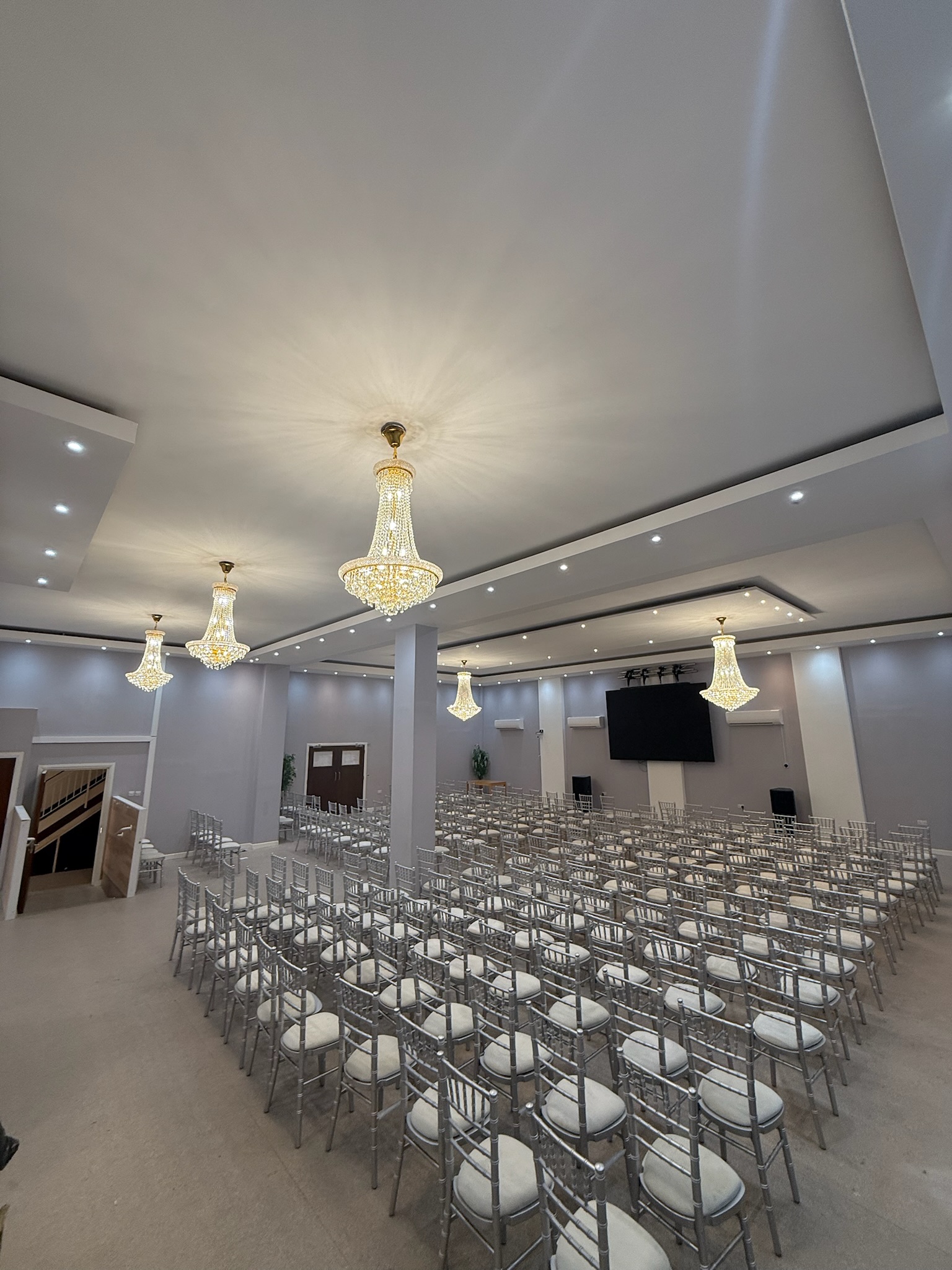 Venue hire, chandeliers, conference, wedding