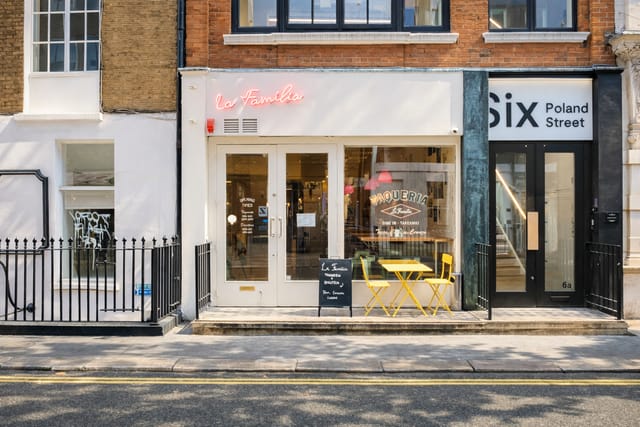 Stylish Taquería in La Familia, Soho with inviting outdoor seating for events