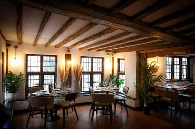 Intimate Lounge Bar at Restaurant Sat Bains, perfect for corporate dinners and gatherings.