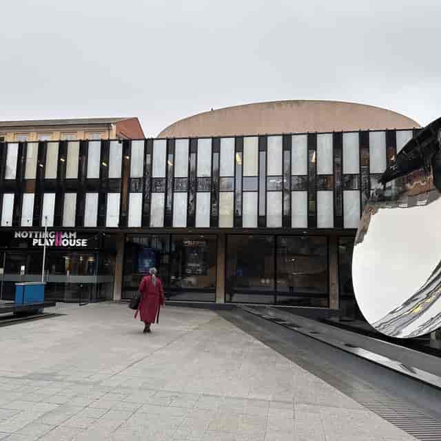 Nottingham Playhouse venue with large glass windows, ideal for events and meetings.
