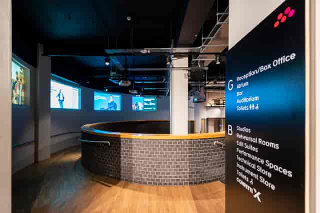 Modern circular venue layout at Metronome for events and presentations.