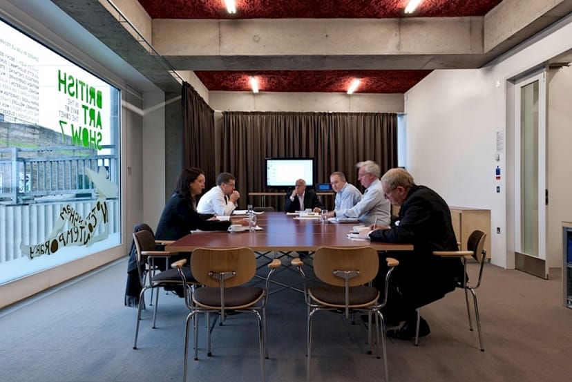 Modern meeting room at Nottingham Contemporary with attendees in a collaborative session.