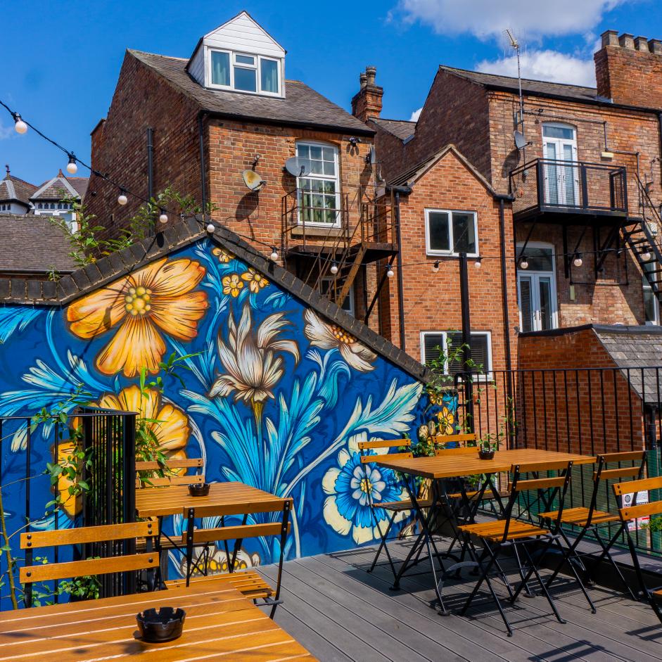 Vibrant Hidden Rooftop Terrace at The Angel Microbrewery for casual events and gatherings.