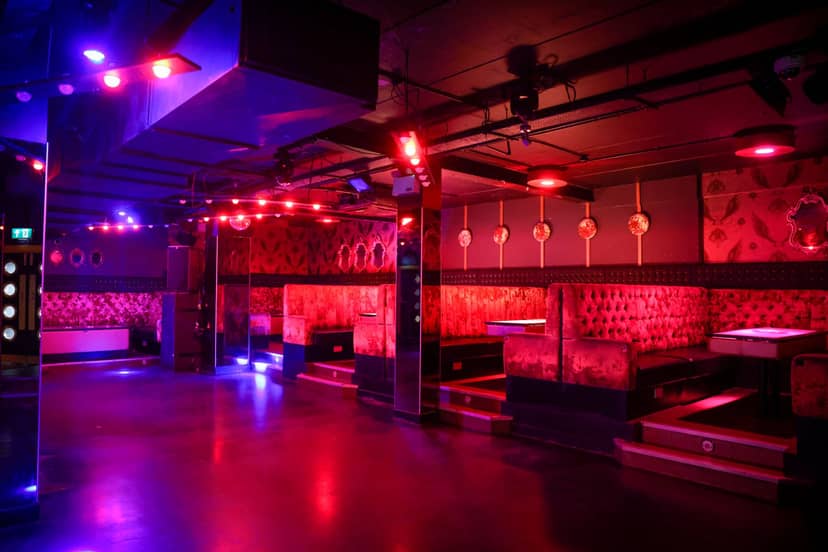 Main Room at The Palais Nottingham with vibrant lighting for corporate events or private parties.