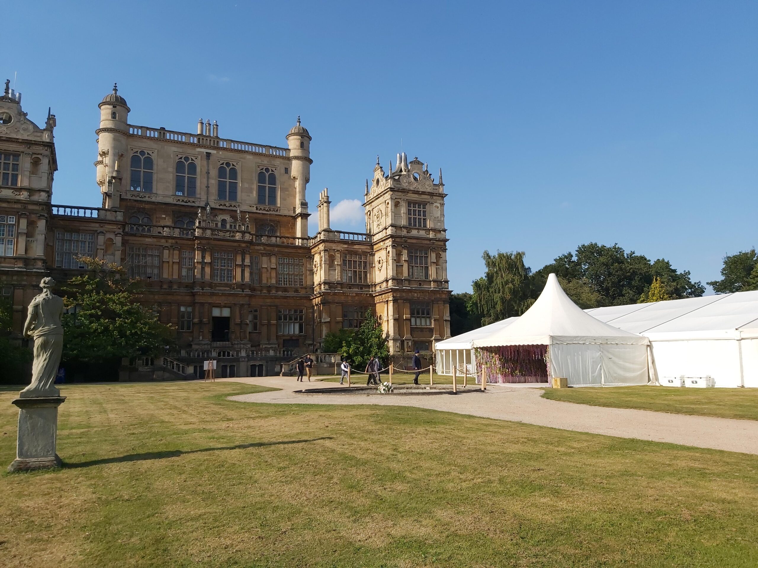 Back Lawn at Wollaton Hall: scenic outdoor venue for weddings and corporate events.