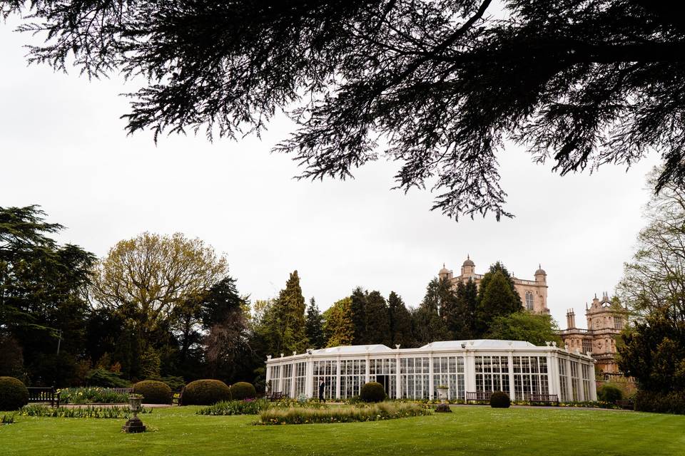 Walled Garden at Wollaton Hall: elegant conservatory for intimate events in lush scenery.