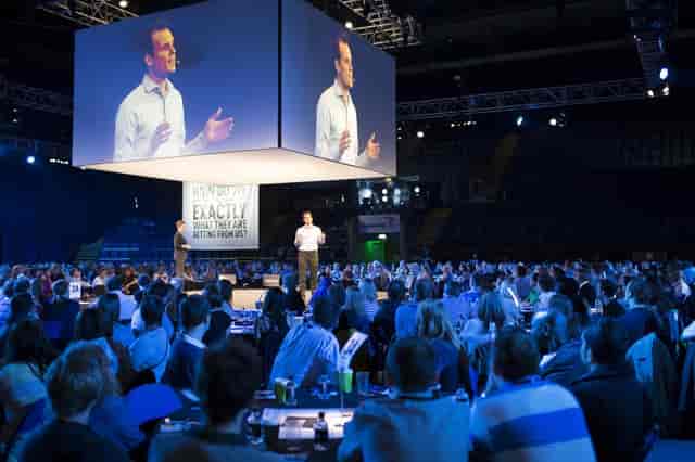 Main Arena at Motorpoint Arena Nottingham during a dynamic conference with engaged audience.