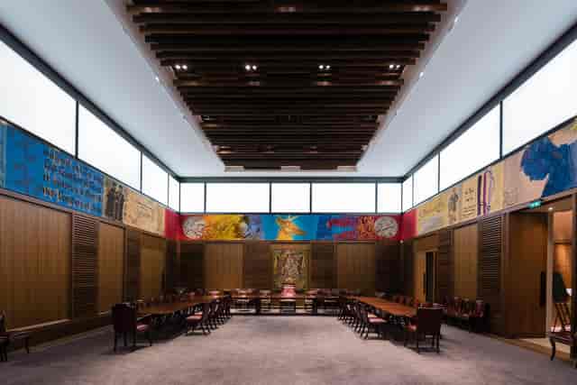 Leathersellers' Hall Dining Hall with modern decor for corporate meetings and events.