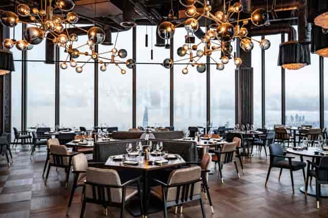 Private dining room at Lucky Cat Bishopsgate with elegant decor for upscale events.