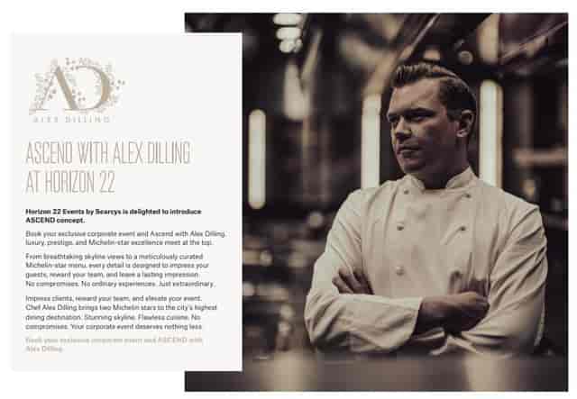 Alex Dilling Michelin dining, corporate event, MICE