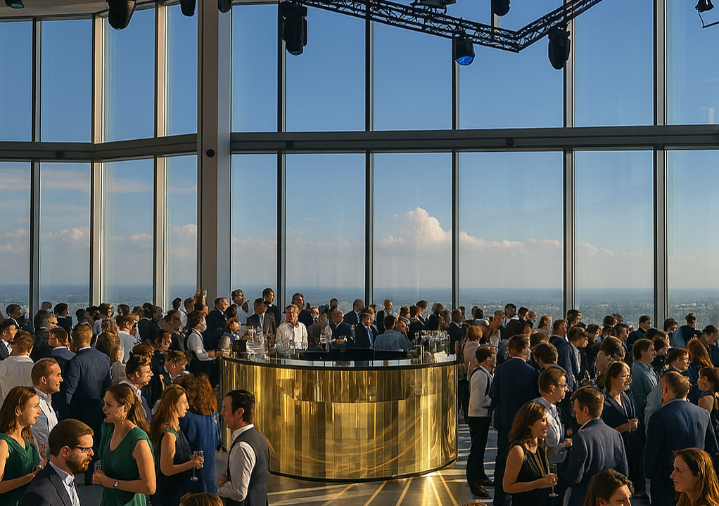 Horizon 22 corporate reception, gold bar, city view event