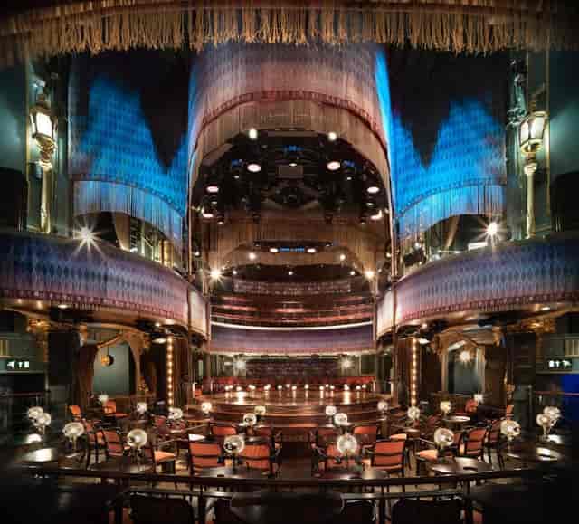 Haus of Cabaret historic stage for corporate theater, product launch, and keynote events.
