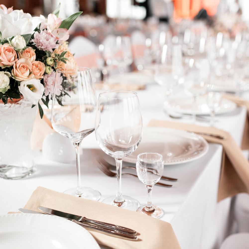 Elegant table setting for weddings at Horizons, Watford F.C. Conference & Events.