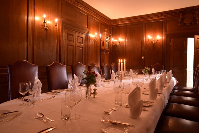 Elegant meeting space in Trinity Hall, perfect for upscale dinners and intimate gatherings.