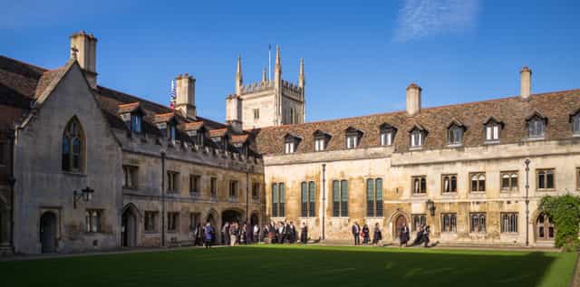 Historic Old Courts at Harvey Court: timeless academic conference venue and outdoor reception space.