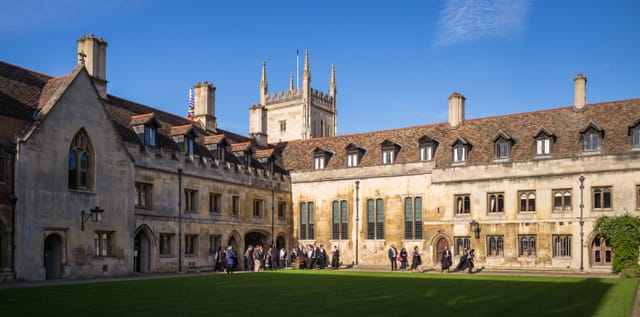 Historic Old Courts at Harvey Court: timeless academic conference venue and outdoor reception space.