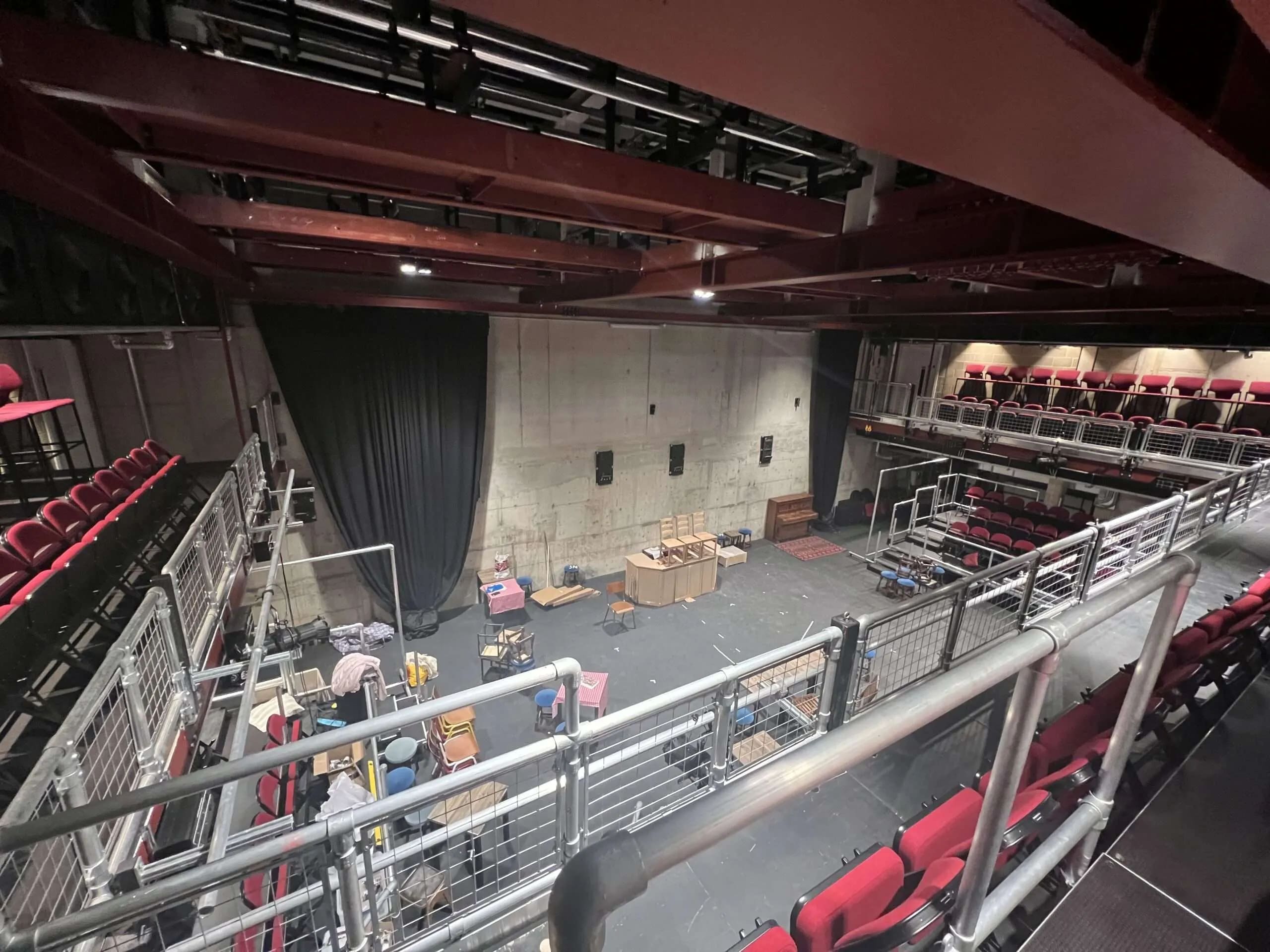 Southwark Playhouse black box theater, tiered seating, corporate events, film shoots