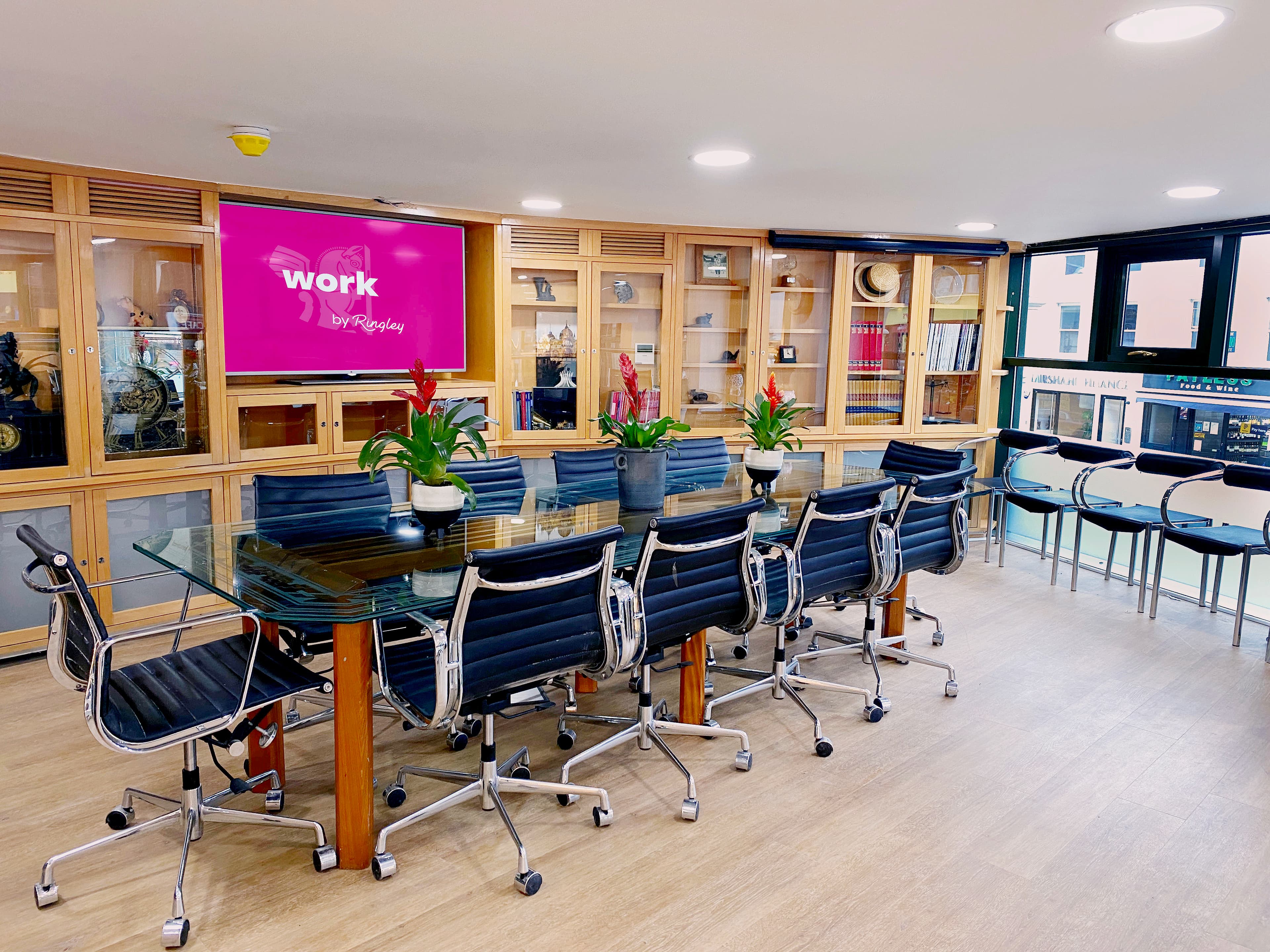 Camden Apex boardroom, glass table, hybrid meeting, business event