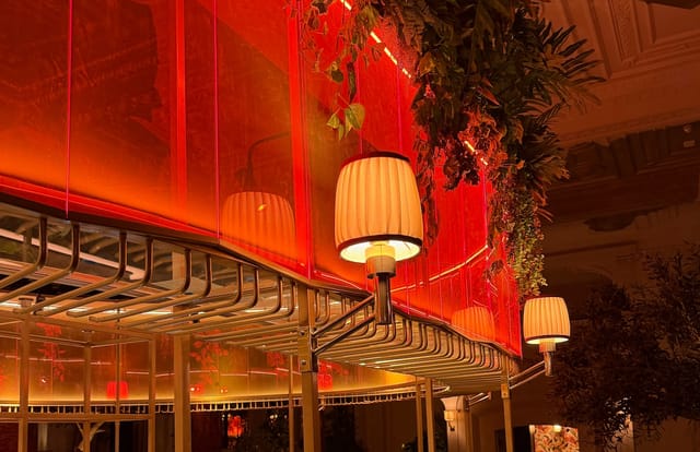Idalia Restaurant, red lighting, upscale event, cocktail reception