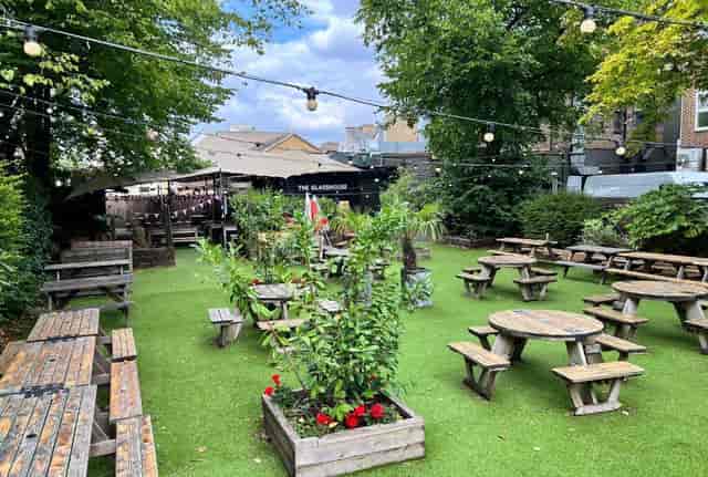 Outdoor event space, fairy lights, corporate party
