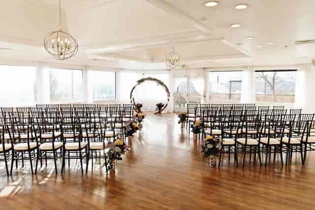 Elegant wedding arch, banquet hall event space