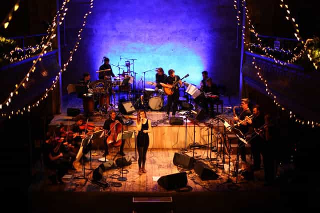Elegant gala event: King's Room band, string lights