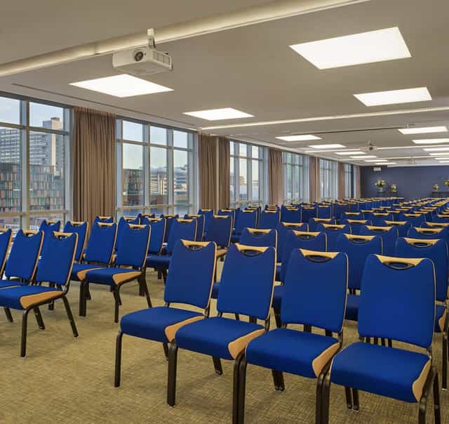 Utrecht Plaza Suite conference room, natural light, AV ready