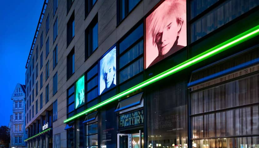 Warhol event space, neon decor, conference venue