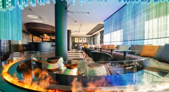 Budapest hotel lobby event space lounge modern