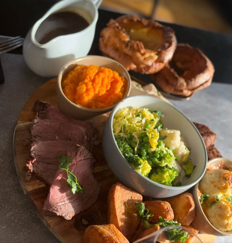 Platter of roast beef and vegetables for event catering at The Ship Inn Leisure.
